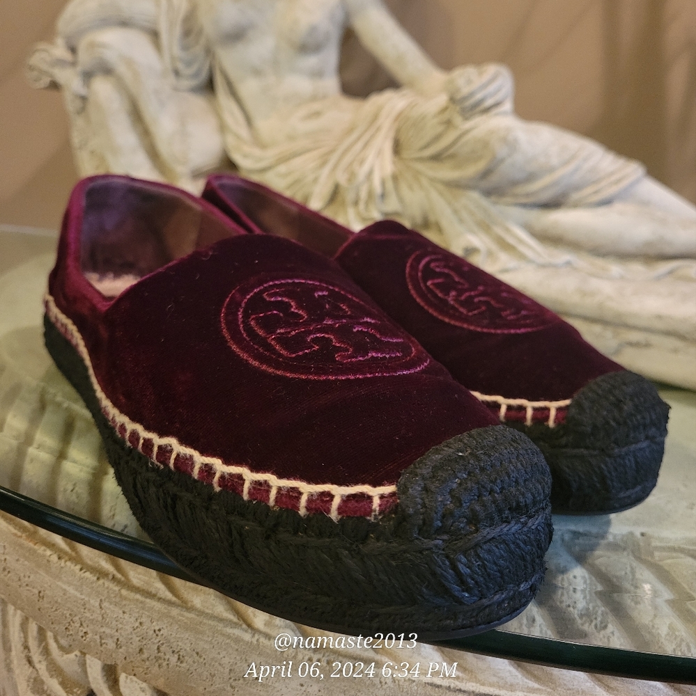 Tory Vurch Velvet Logo Espidrilles Platform Designer Summer Beach Shoes   #751